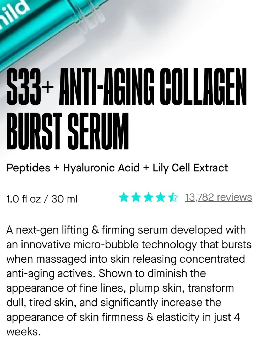 NWT Spoiledchild S33 Anti-aging Collagen Burst Serum